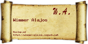 Wimmer Alajos névjegykártya